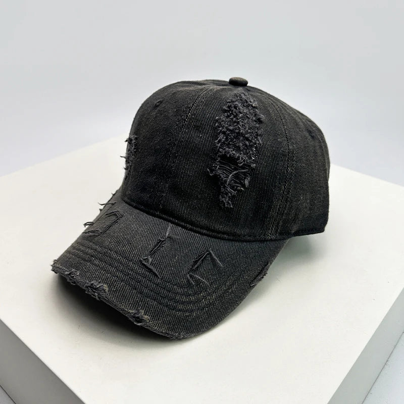 New Unisex Korean Solid Retro Baseball Hats Breathable Personal Sunshade Broken Style Peaked Caps Versatile Street Fashion ins