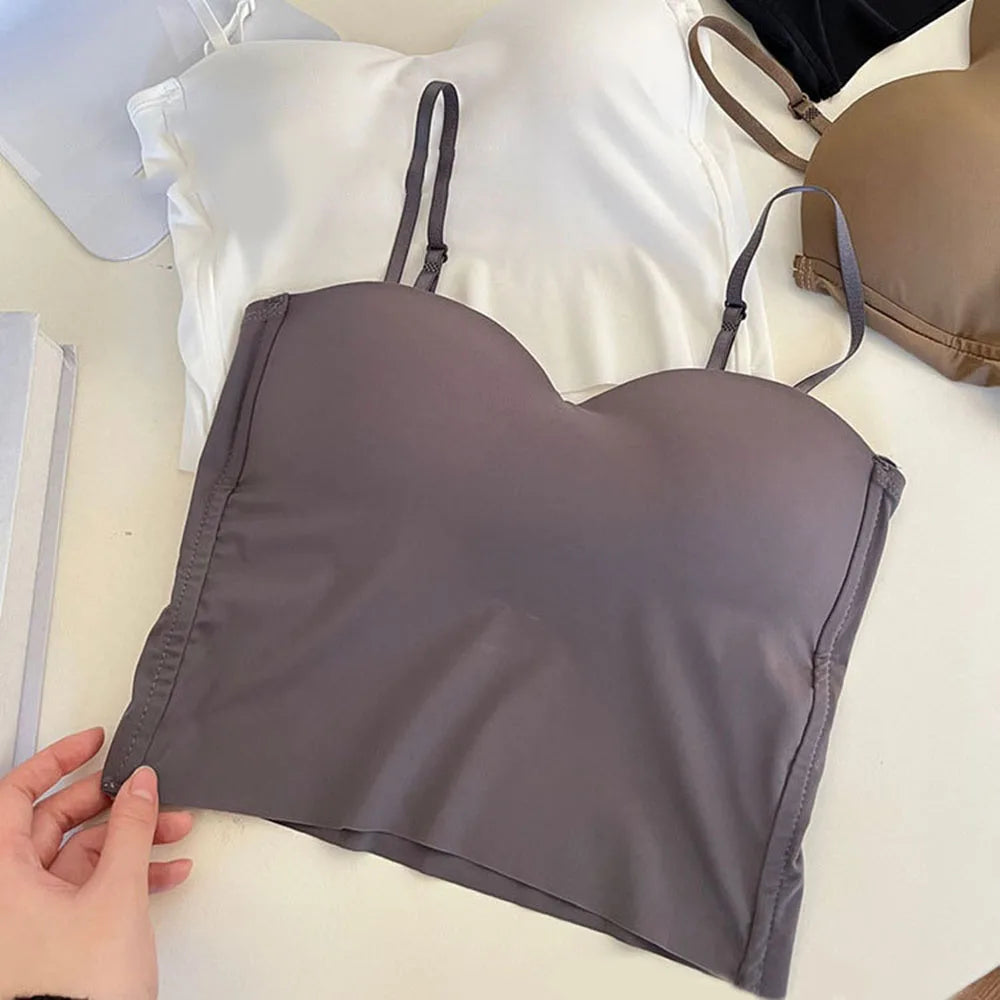 Summer Neck Halter Base Top Small Vest Beautiful Back Suspender Vest Sexy Back Chest Pad Outer Wear Strap Short Style Inner Top