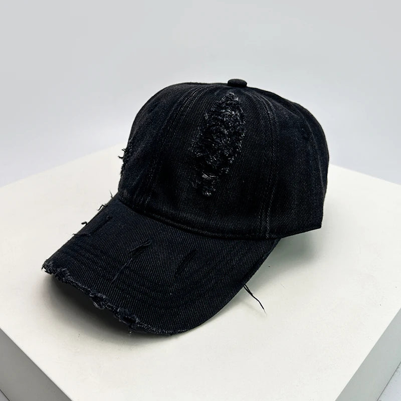 New Unisex Korean Solid Retro Baseball Hats Breathable Personal Sunshade Broken Style Peaked Caps Versatile Street Fashion ins