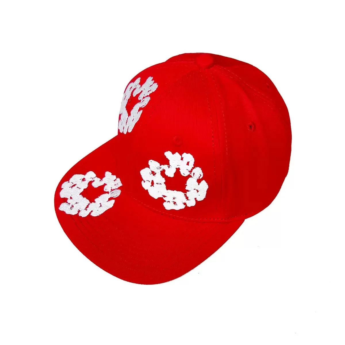 DENIM TEARS brand matching hat, kapok flower embroidered baseball cap, sun hat, flat edge hat, clothing set matching hat