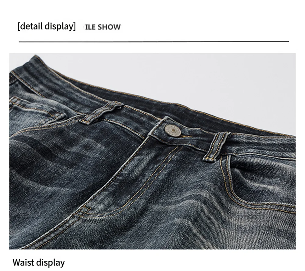 Men's loose wide-leg jeans, men's summer jeans, men's washed-out blue jeans, men's fashionable street versatile trousers