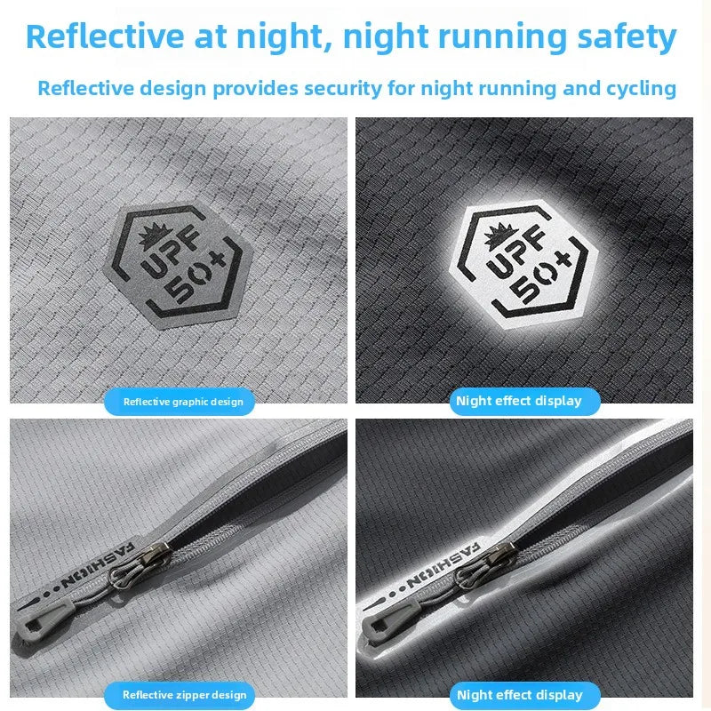 UPF50+ Summer UV Protection Hoodie Unisex Breathable Ice Silk Outdoor Sports Couple's Beach Street Style Lightweight Jacket