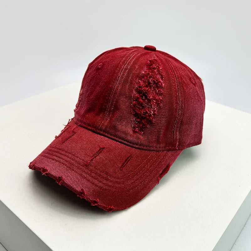 New Unisex Korean Solid Retro Baseball Hats Breathable Personal Sunshade Broken Style Peaked Caps Versatile Street Fashion ins