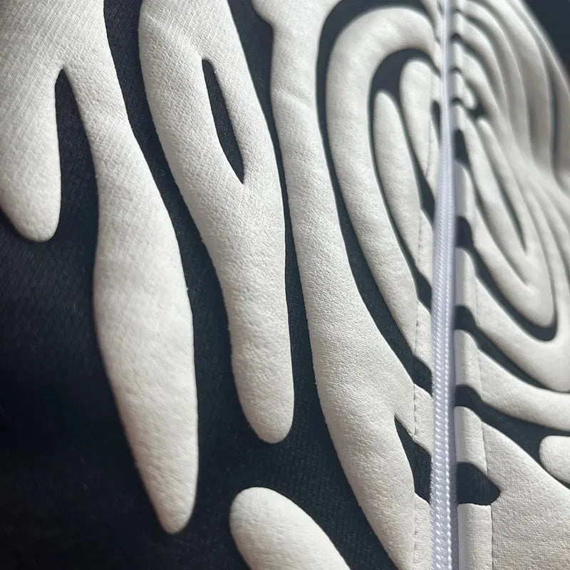 Y2k Zip Hoodie Irregular pattern goth Punk Sweatshirt Men hoodies Sport Coat Pullover Gothic Long Sleeve Oversized hoodie Jacket