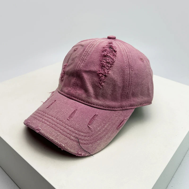 New Unisex Korean Solid Retro Baseball Hats Breathable Personal Sunshade Broken Style Peaked Caps Versatile Street Fashion ins