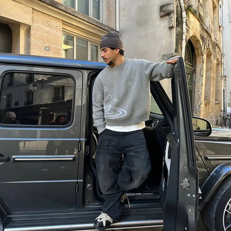 2025 Sweater Planet Universe Star Knitted Hoodie for Youth Y2K Clothes Traf Women's Top Black Warm Top Men's Loose Comfortable C