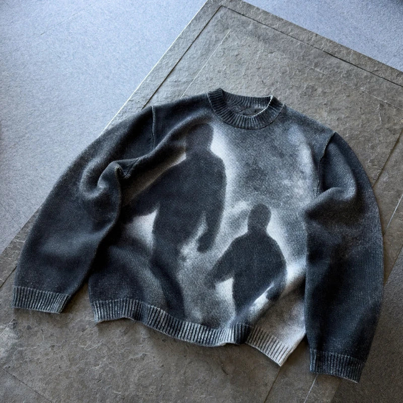 New style loose round neck pullover knit sweater Gothic retro street fashion hip-hop autumn and winter casual top Y2K clothing