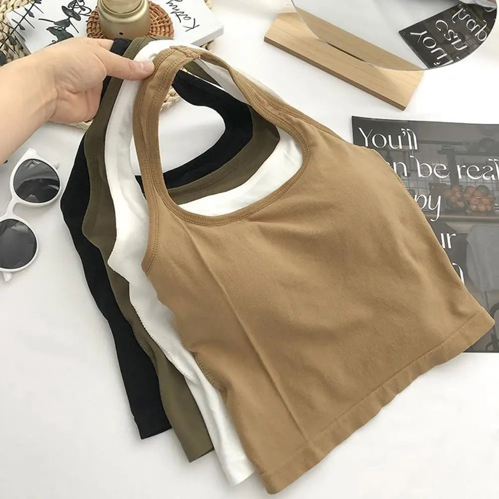 Summer Neck Halter Base Top Small Vest Beautiful Back Suspender Vest Sexy Back Chest Pad Outer Wear Strap Short Style Inner Top