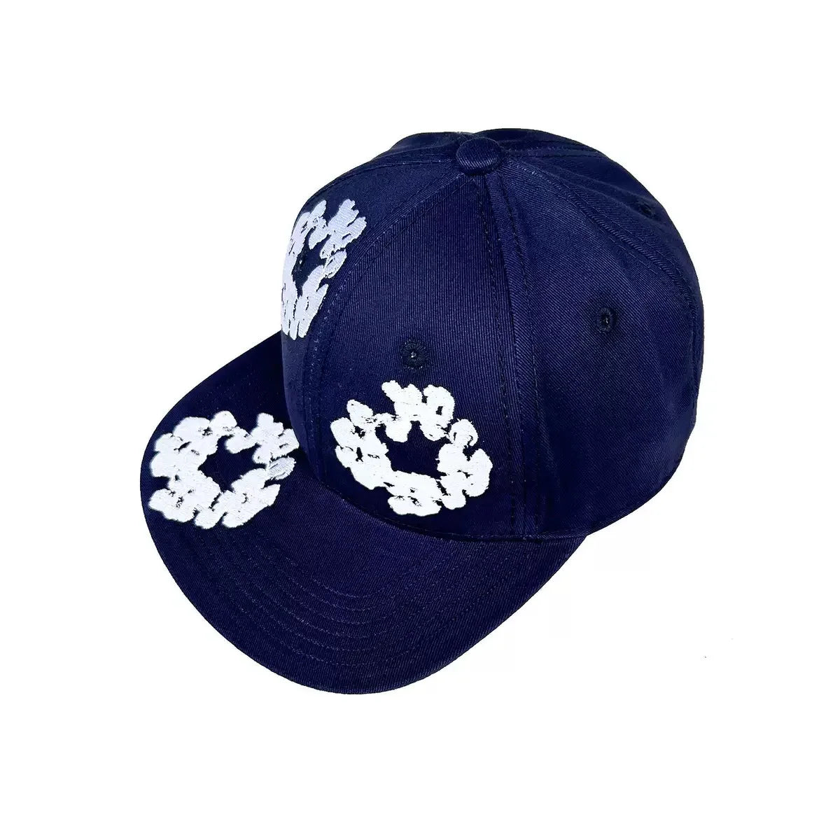 DENIM TEARS brand matching hat, kapok flower embroidered baseball cap, sun hat, flat edge hat, clothing set matching hat