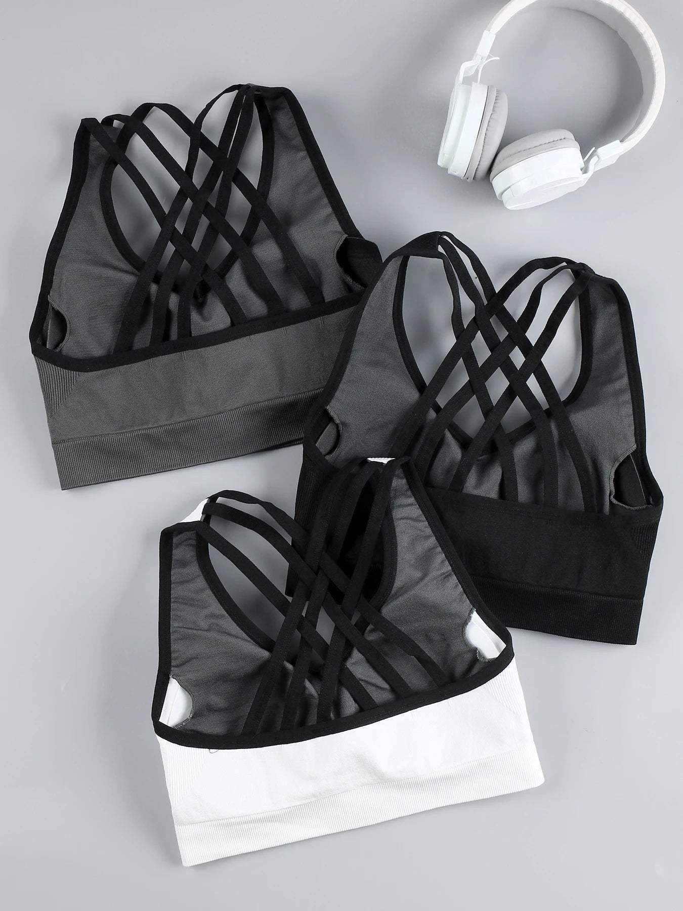 Solid Color Women Cross back Fitness Sport Bra Top Comprehensive Training Gym Fitness Yoga Underwear