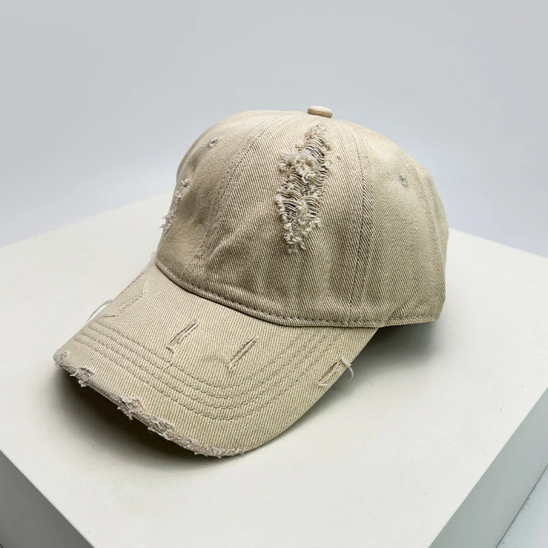 New Unisex Korean Solid Retro Baseball Hats Breathable Personal Sunshade Broken Style Peaked Caps Versatile Street Fashion ins