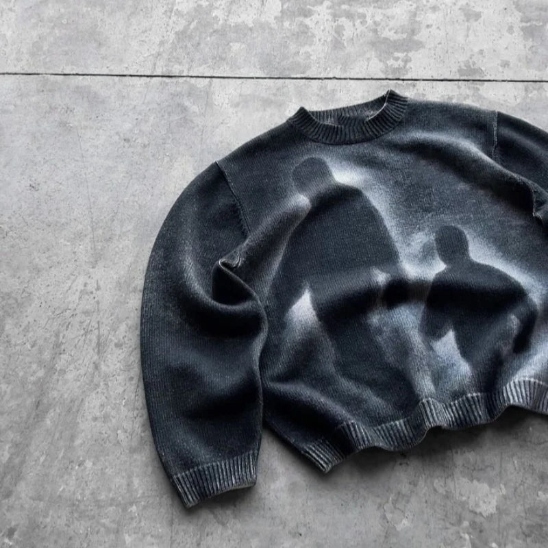 New style loose round neck pullover knit sweater Gothic retro street fashion hip-hop autumn and winter casual top Y2K clothing