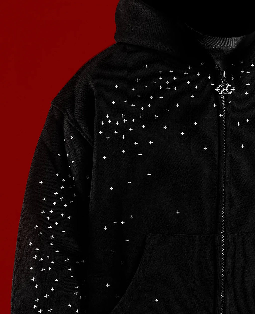 Street Classic Black Harajuku Design Zipper Hooded Men's Hip-hop Harajuku Y2k Personality Casual Retro Couple Cardigan Jacket