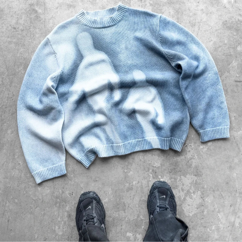 New style loose round neck pullover knit sweater Gothic retro street fashion hip-hop autumn and winter casual top Y2K clothing